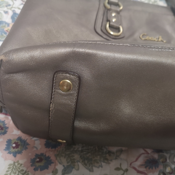 Coach Ashley Convertible Leather Satchel Handbag Shoulder Bag Pewter Metallic - Picture 6 of 15
